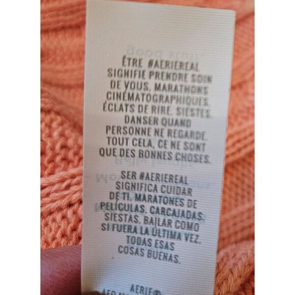 Aerie Woman Size XL Pink Cable Knit Cropped Sweater Cotton Casual  Long Sleeve - Picture 9 of 9